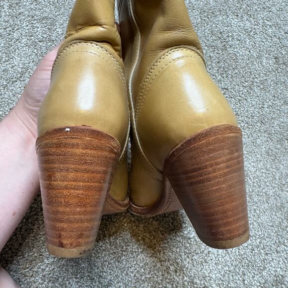 Dingo Western Cowboy Cowgirl Tan Round Toe Leather Heeled Boots Size 5 M - Picture 4 of 6
